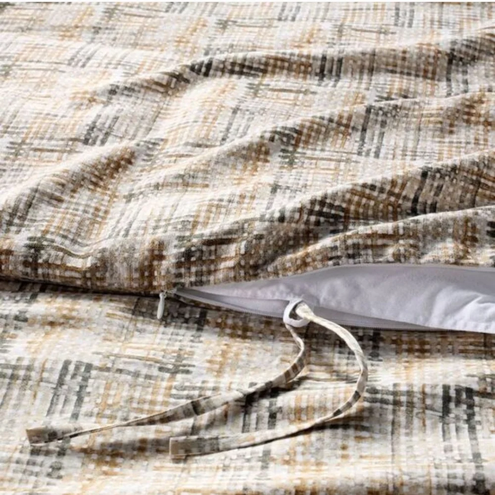 Casaluna Heavyweight Linen Blend Duvet Cover and Sham Set Linen grid New